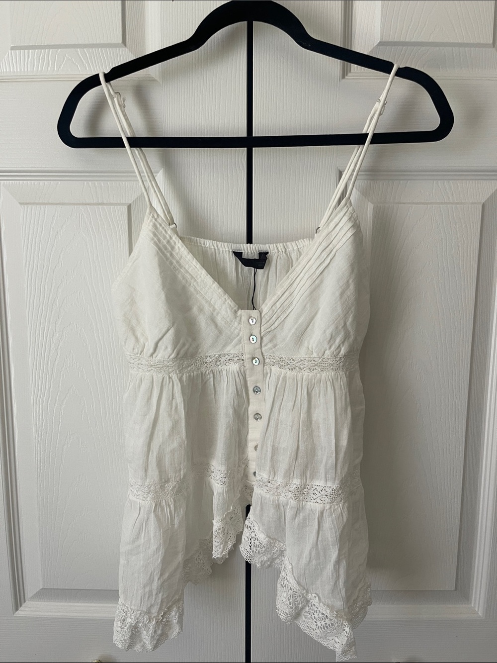 BRAND NEW Zara White Lace-Trim Flowy Top